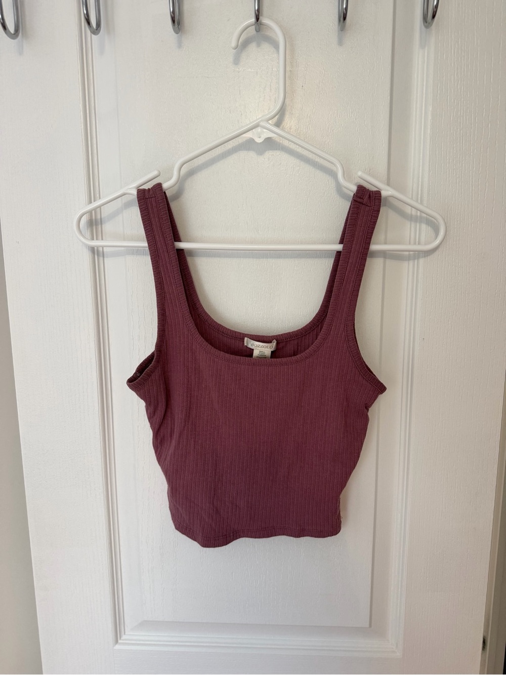 Bozzolo Ribbed Square-Neck Crop Tank - Plum